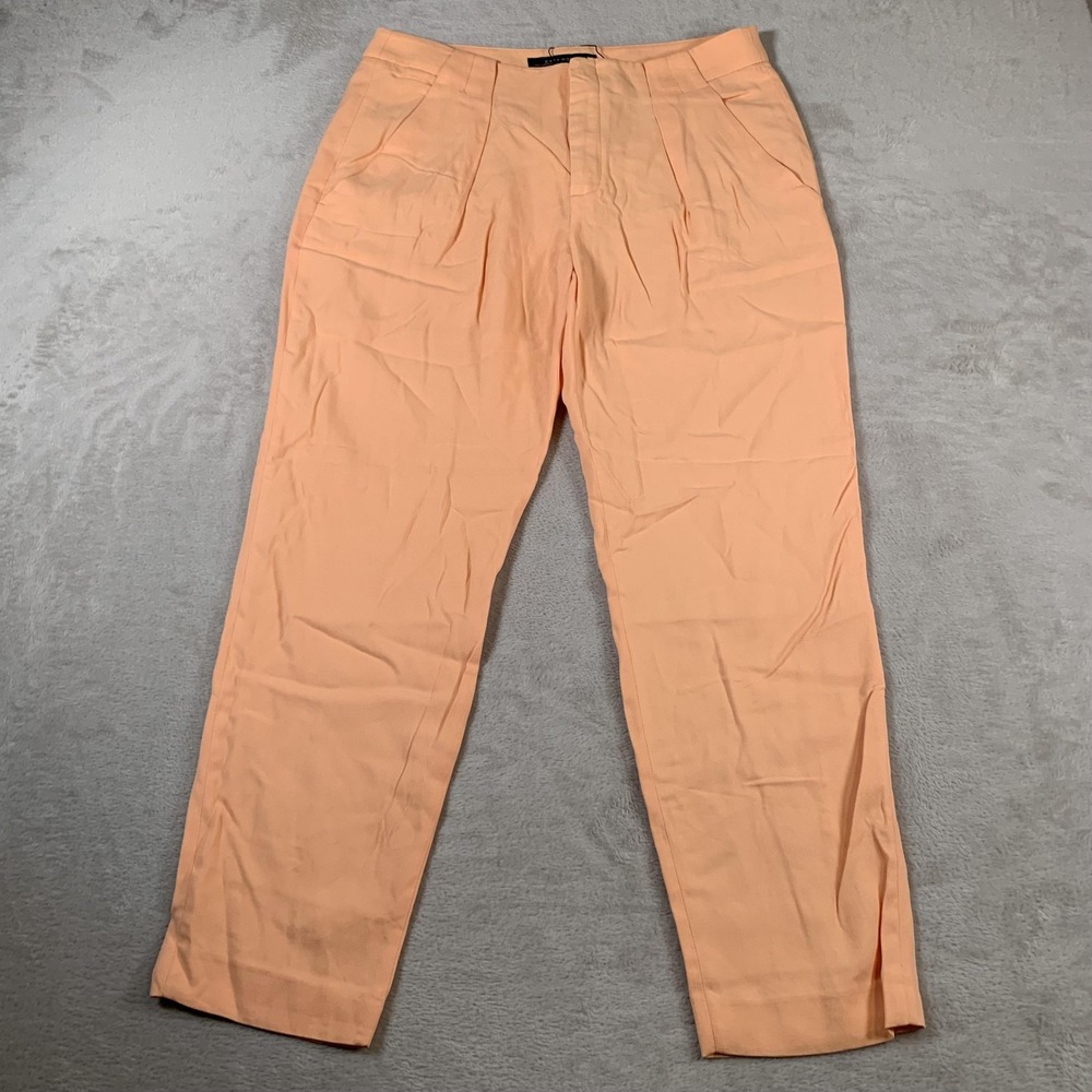 Zara Woman Pants Womens Large Peach Pink High Rise Relaxed Fit‎ Lyocell NEW